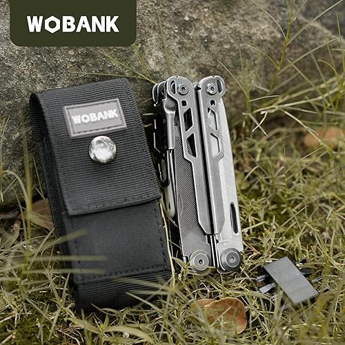 Miniatura 8 de Multiherramienta, alicates multiherramienta de acero inoxidable 33 en 1 con funda para destornillador, cuchillo de bolsillo de damasco, funda de