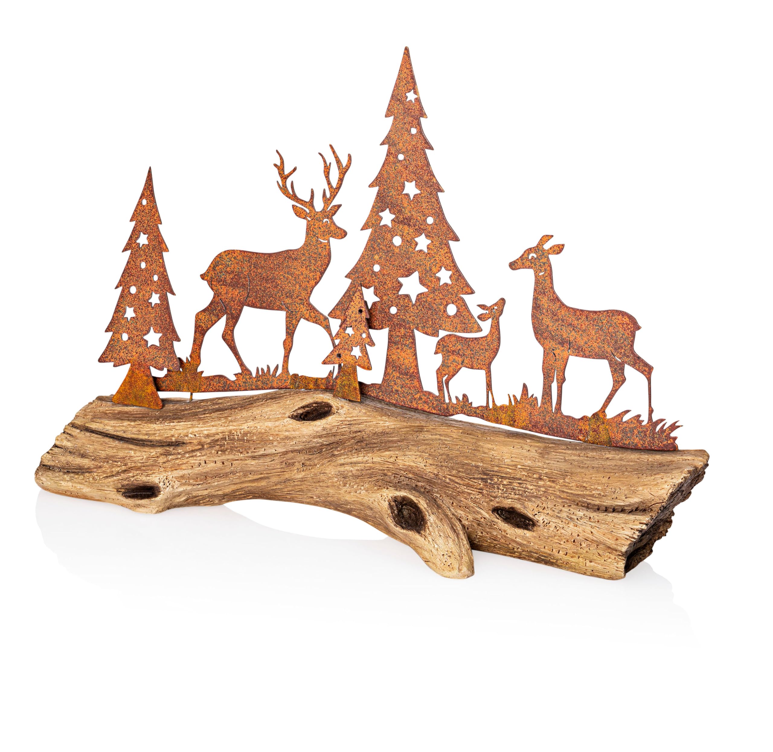 Weltbild Gartendeko Rost Wurzel Märchenwald - Weihnachtliche Waldtiere Figuren Rost Deko für Garten | Gartendeko Figuren Hirsch Deko | Holz Deko & rostige Gartendeko als Balkon Deko Fensterbank Deko