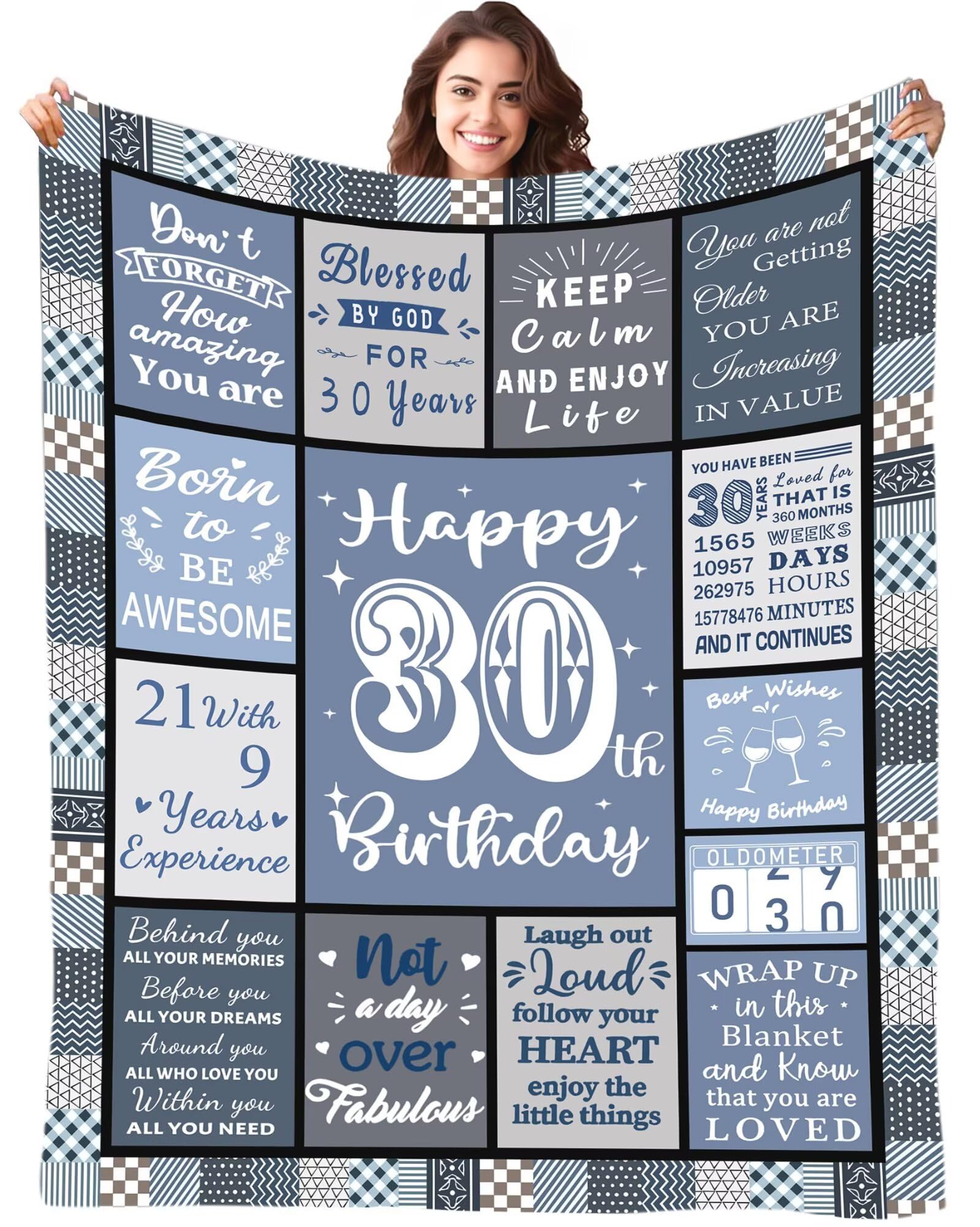 Fecifte Women's 30Th Birthday Gifts Blanket For Men - 30 Year Old Birthday Decorations Presents, Personalised Flanell Birthday Blanket Gifts For Men Wife Sister 50"X60"