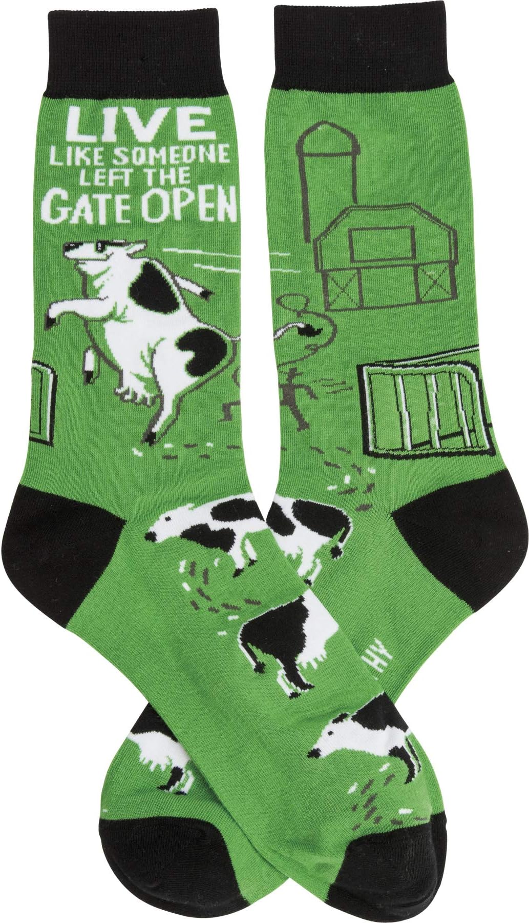 PBK womens Gift Socks, Green White & Black, One Size US