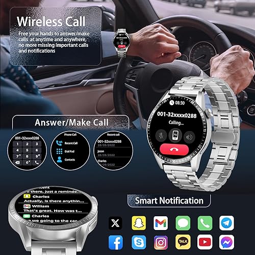 Miniatura 2 de Reloj inteligente para hombre con respuestahacer llamadas, 1.39 pulgadas HD siempre pantalla reloj de seguimiento de fitness con 190 modos
