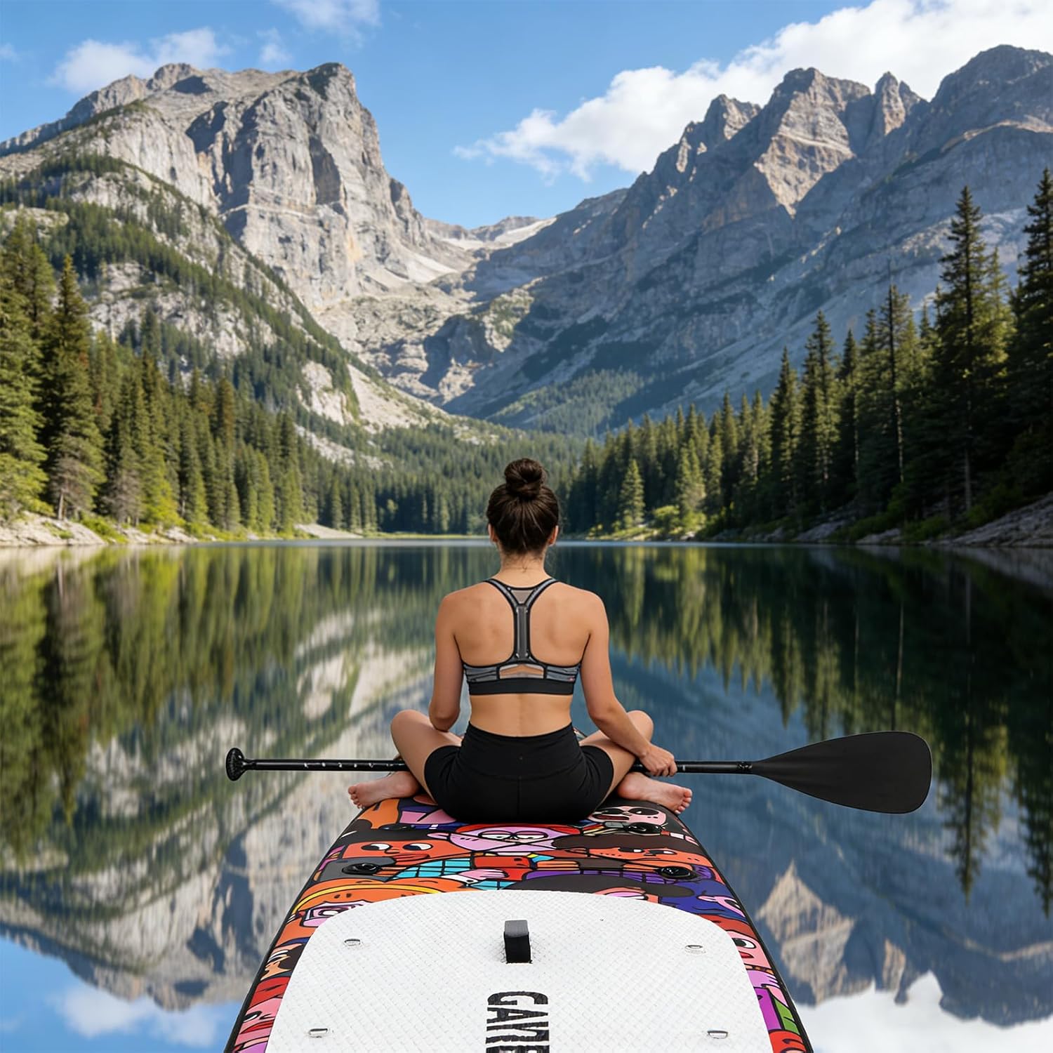 Inflatable Stand Up Paddle Board 10'6" for Adults, Feature-Packed Paddle Boards Bundle with Paddle, Quick Electric Pump, Manual Pump, Soft Seat, Sports Camera Mount, Waterproof Phone Bag, Fins, Leash