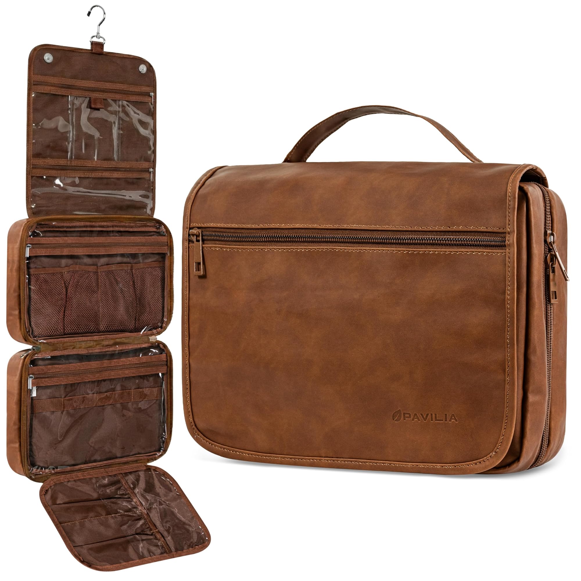 Hanging Toiletry Bag for Travel Essentials, Dark Brown