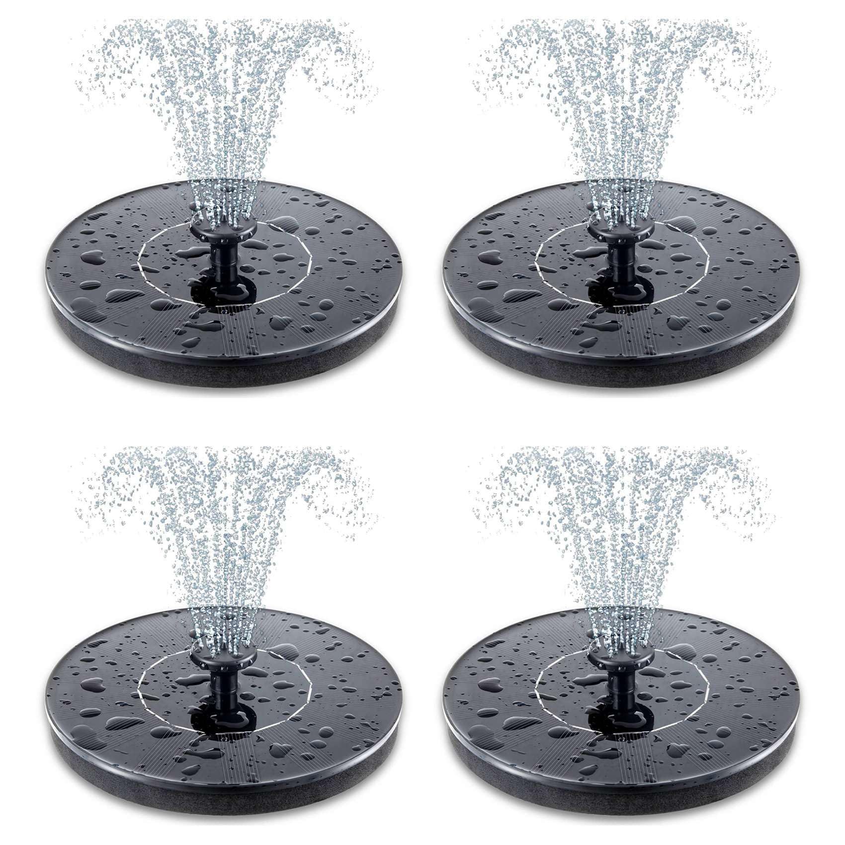 Hndhbfgrt Black 4X Solar Bird Bath Fountain Pump, Upgrade 3.5W Solar Fountain With 6 Nozzle, Free Standing Floating Solar Powered