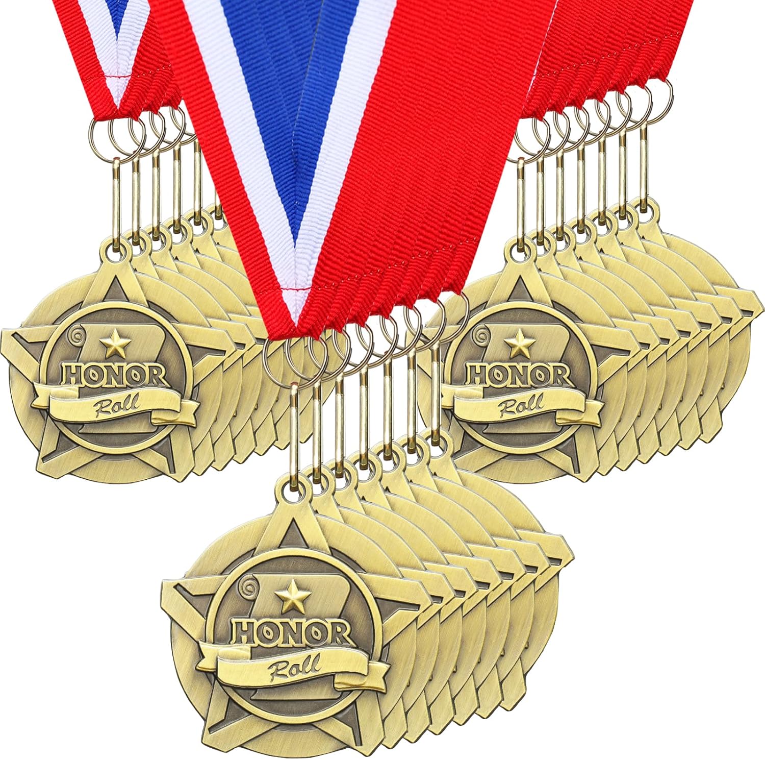 Quelay 30 Pcs 2 Inches Award Medals Bulk Medals Bulk with Neck Ribbons Metal Trophy Award Prize Gift for Tournaments, Competitions, Party, Kids and Adults