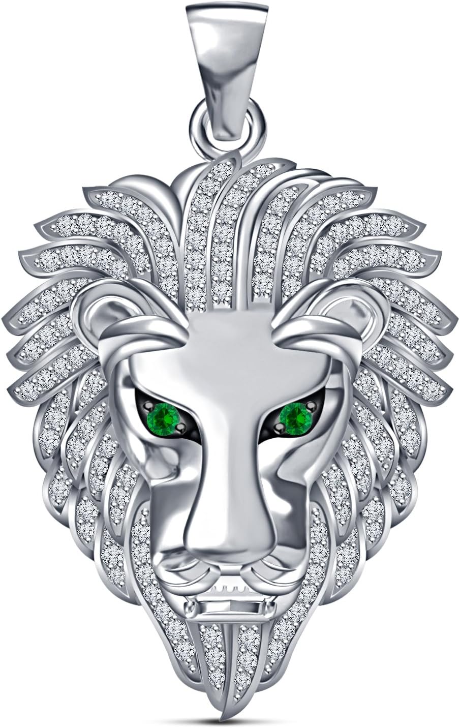 Men's Solid 14K Gold Plated 925 Sterling Silver King Lion Head Pendant