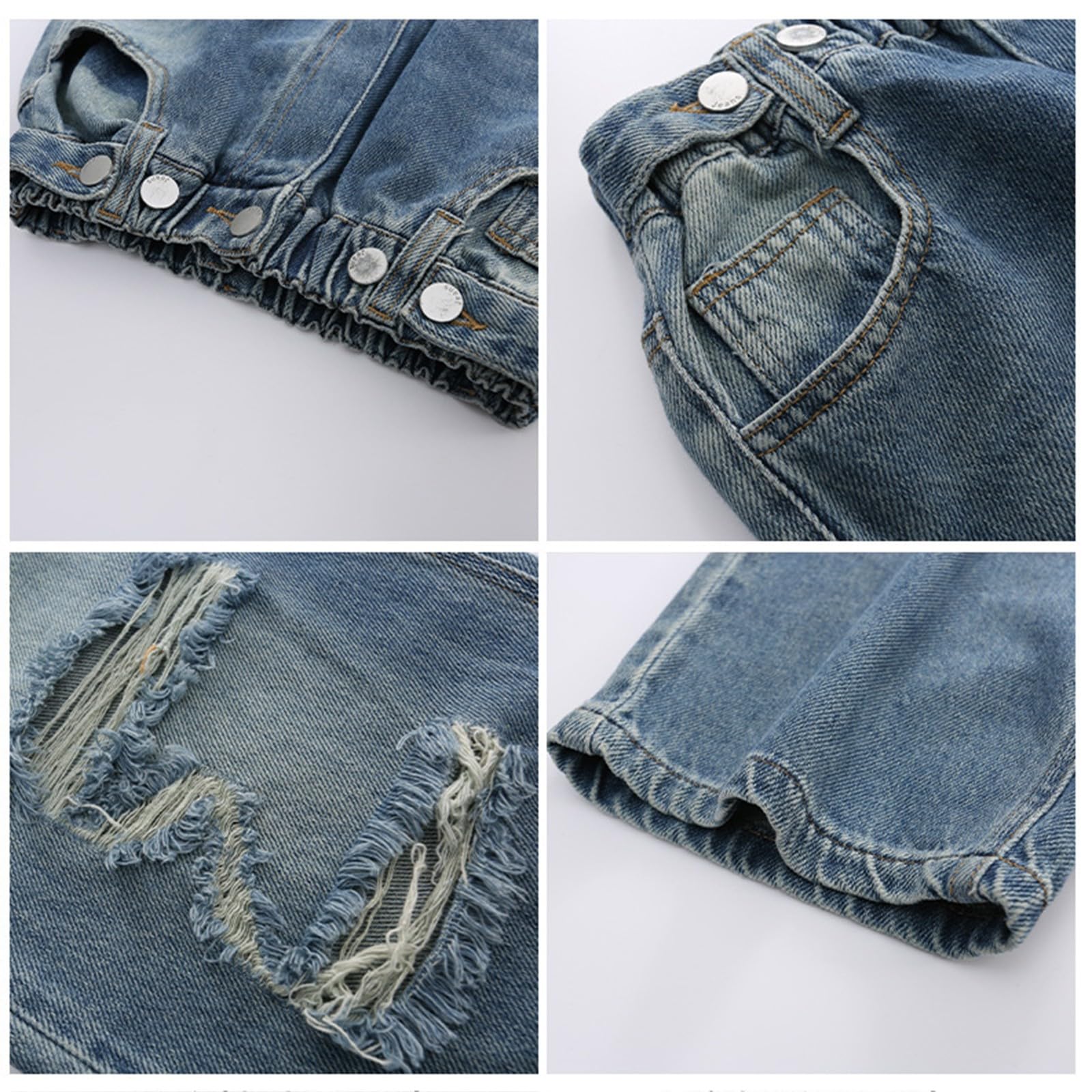 Generisch Stretch Jeans Mädchen,Madchen Elastische Bund Baggy Denim Hosen Mädchen Boyfriend Verstellbarem Bund Jogging Hose Gefütterte Lässige Teenager Girls' Casual Hosen Schlagjeans