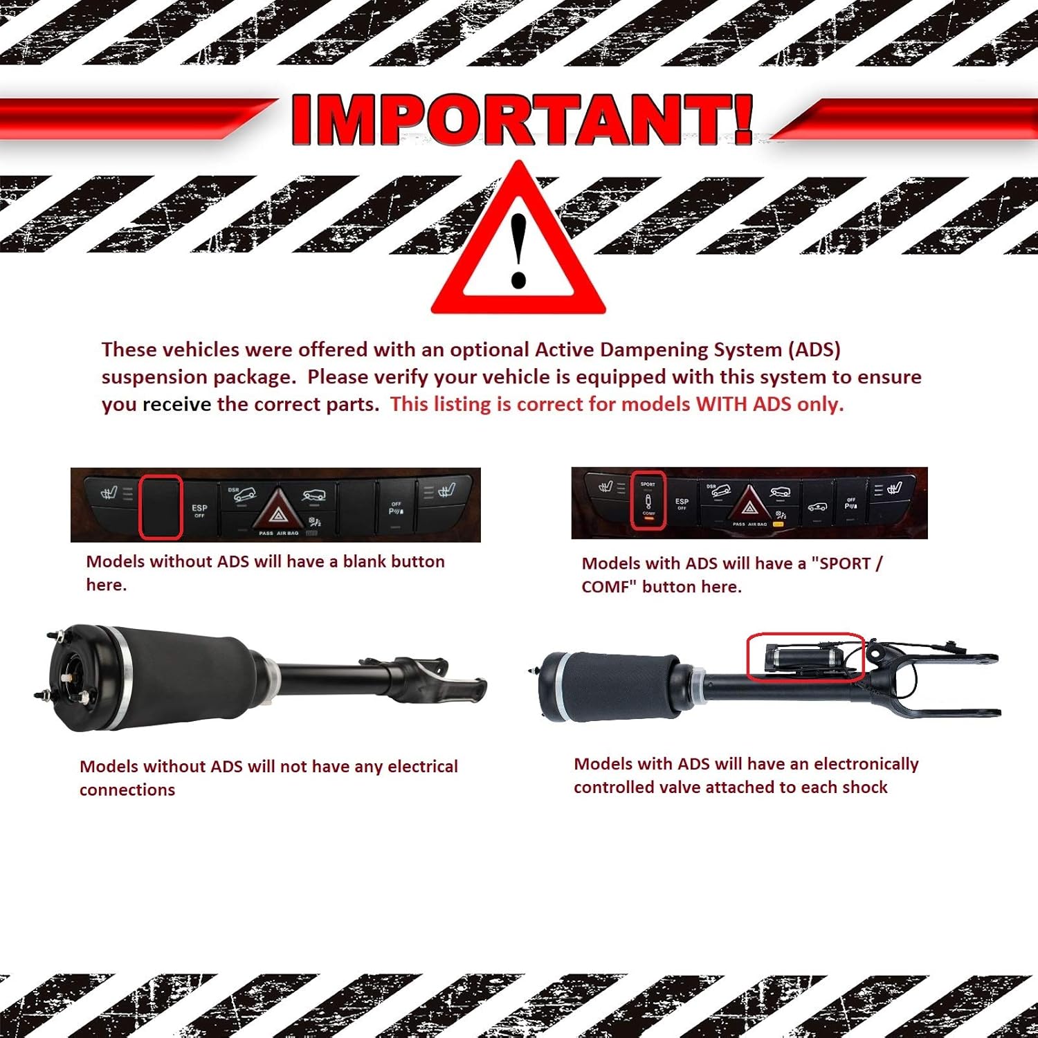 TRQ Air Suspension Kit Rear Compatible with 2007-2009 Mercedes-Benz GL320 2010-2012 GL350 2007-2012 GL450 2008-2012 GL550 ML320 2006-2011 ML350 2010-2011 ML450 2005-2007 ML500 2008-2011 ML550