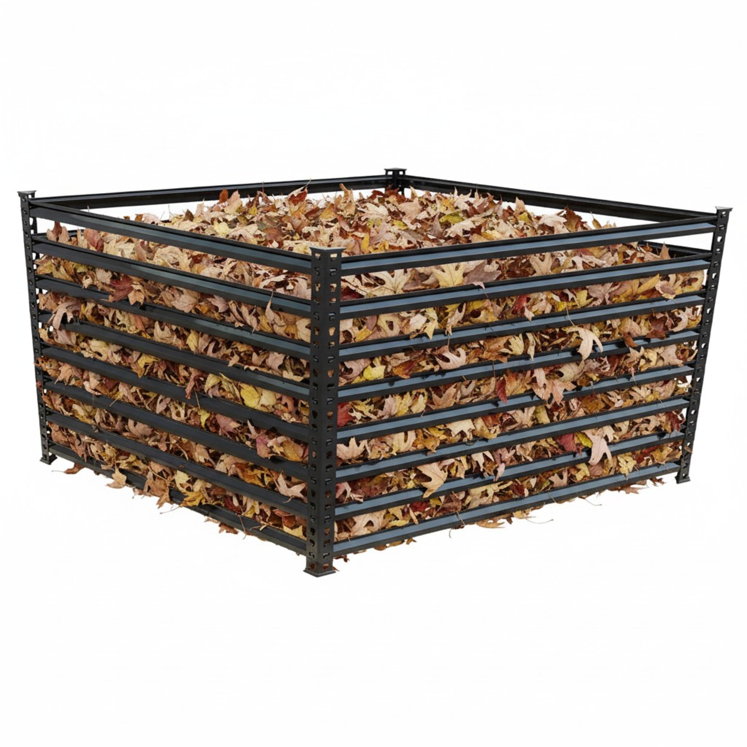 Relaxdays Metal Compost Bin Garden Composter, 120x120x90cm, 1296L, Galvanized Steel, Black