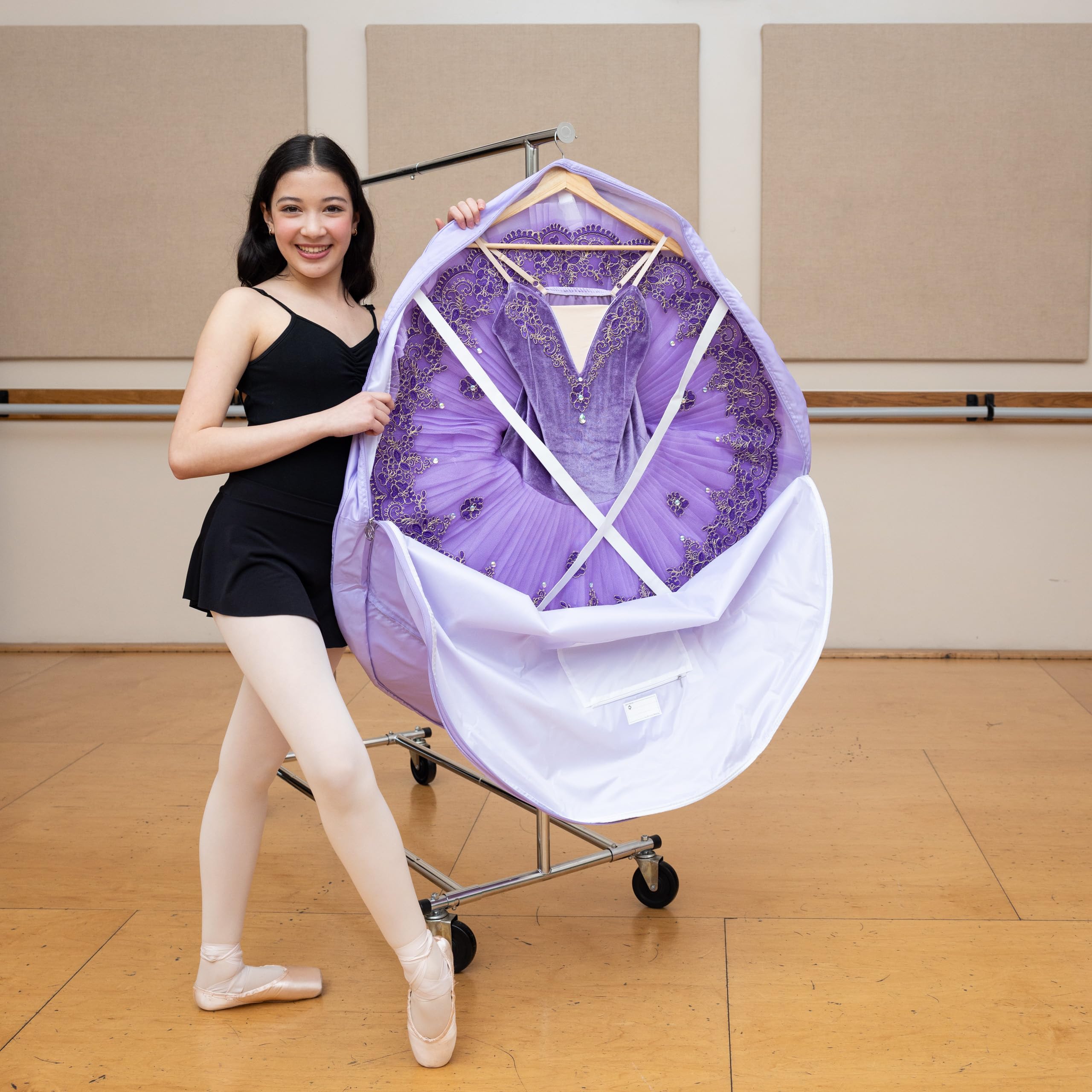 Torba na ubrania tutu dla nastolatków i dorosłych, 100 cm, torba do tańca naleśnikowego z 7,5 cm, spódnice tutu dla nastolatków i dorosłych, z wewnętrznym paskiem i pętelką na wieszak, aby utrzymać