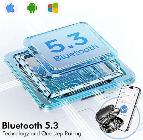 Miniatura 7 de kurdene Auriculares Inalámbricos Bluetooth Deportivos, Auriculares Sobre la Oreja con Sonido de Graves Profundos, 60 Horas de Reproducción