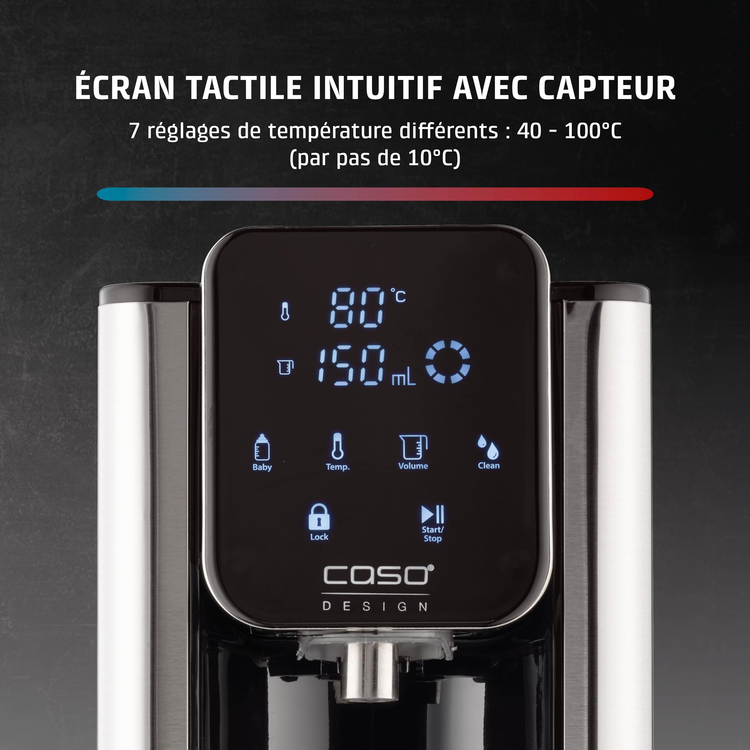 CASO HW 660 Distributeur d'eau chaude - de l'eau chaude en quelques secondes, économise jusqu'à 50% d'énergie, convient pour les aliments pour bébés, rappel de détartrage intégré