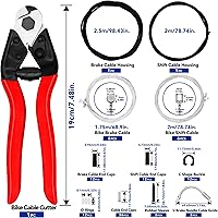 Vista 2 de Cable universal de freno de bicicleta, carcasa de cable de freno y cambio con cortador de línea de acero inoxidable, incluye tapas finales, juntas