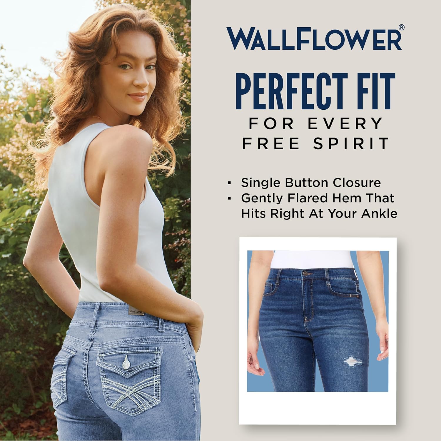 WallFlower Women's Juniors InstaVintage Fearless Curvy High-Rise Stretch Flip Flop Flare Ankle Jeans - Image 5