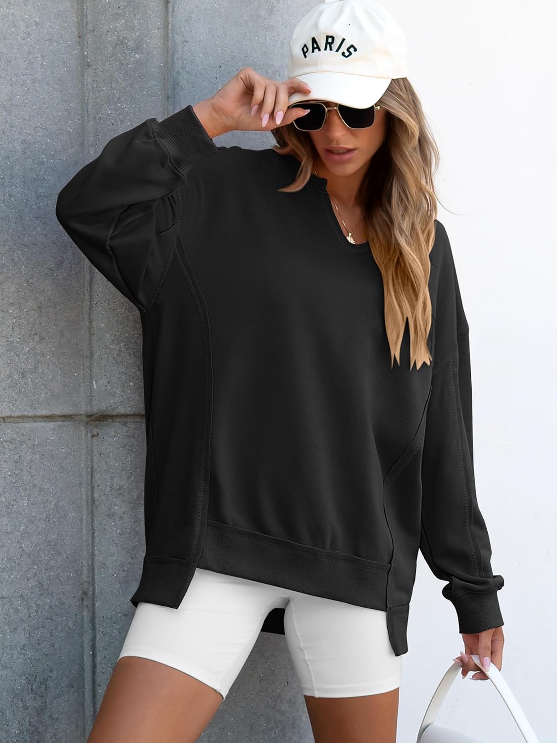 ANRABESS Women's Oversized Sweatshirts Long Sleeve Tunic Shirts V Neck Loose Pullover Tops 2026 Spring Teen Girls Outfit - Image 6