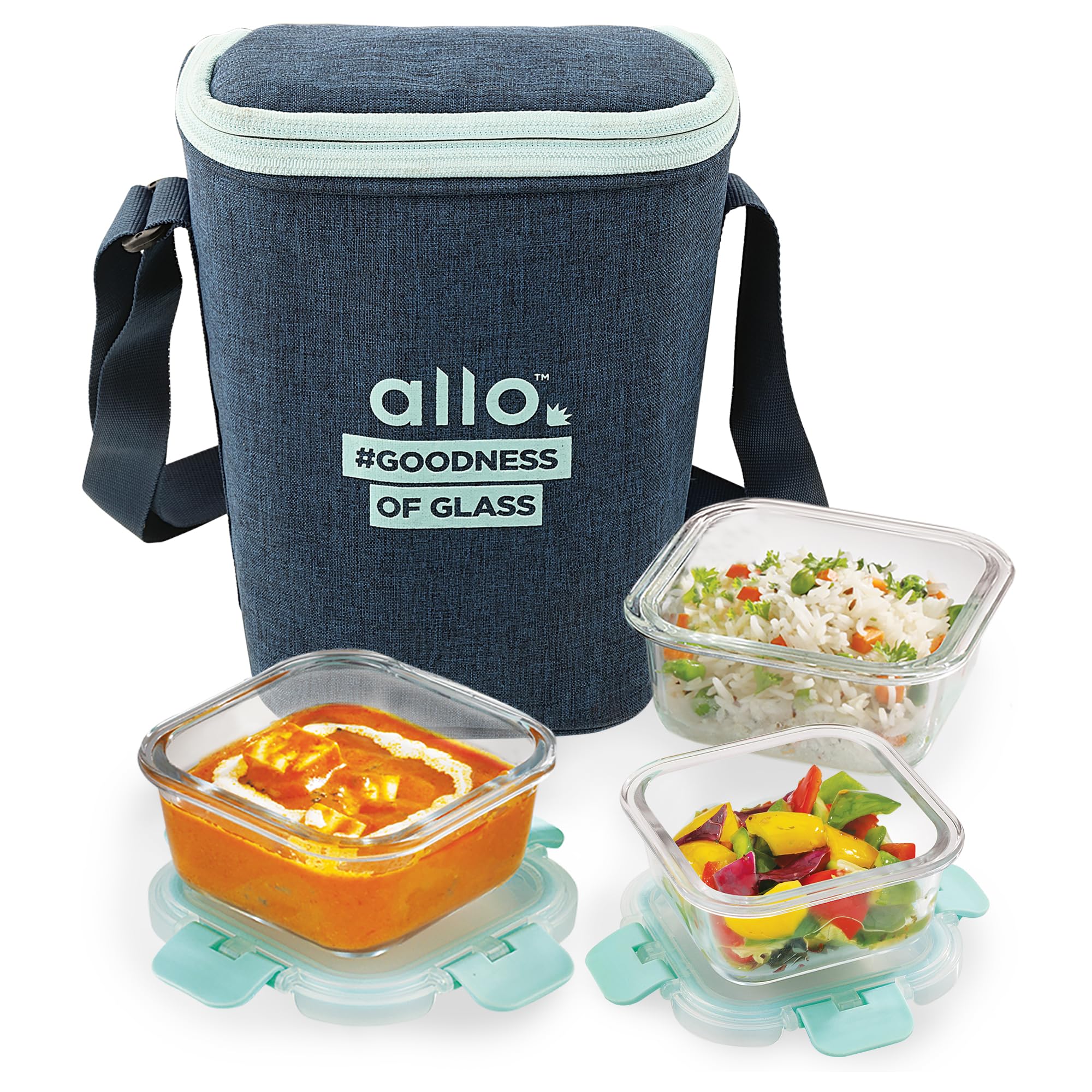 Allo Glass Lunch Box - Leakproof, Microwave Safe & with Jute Bag -15