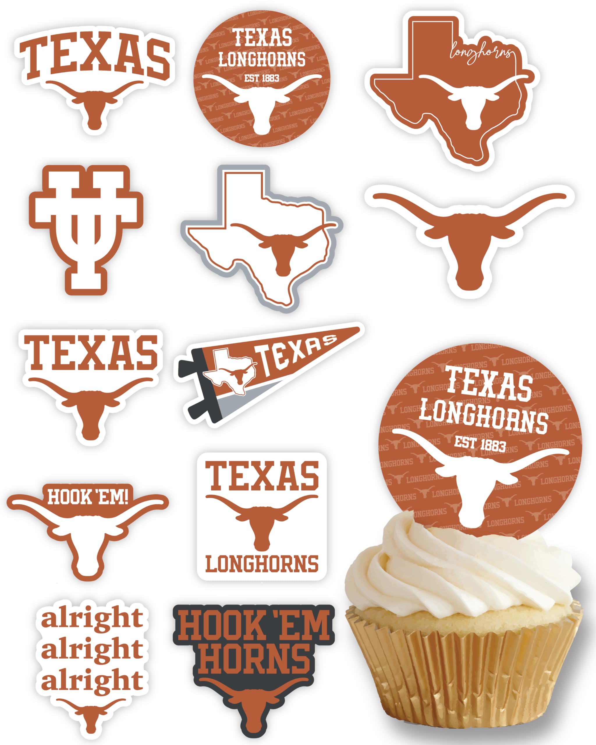 Amazon.com: Texas Longhorns Cupcake Topper Party Supplies for