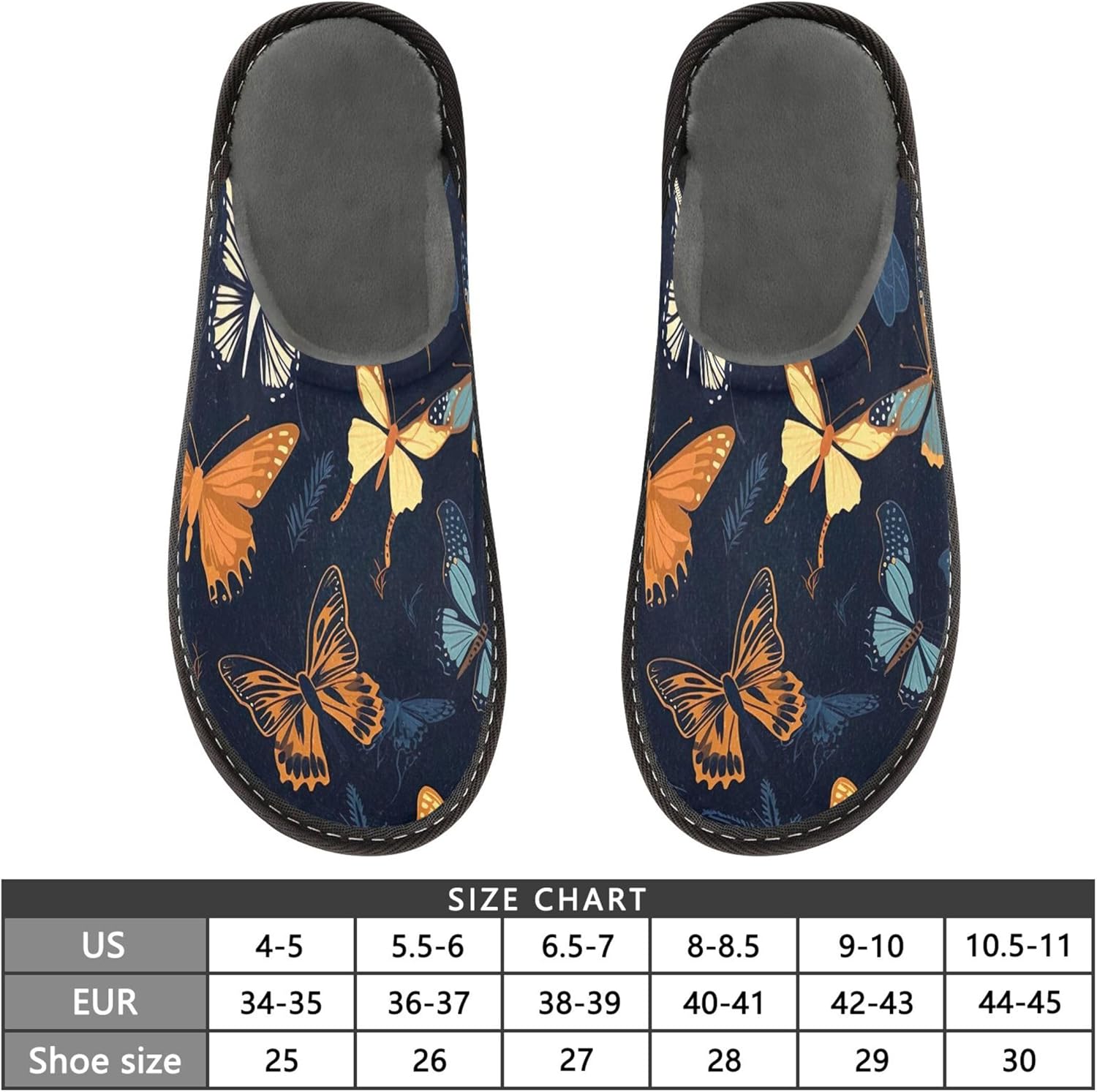 Butterfly House Slippers – Cozy Fuzzy Slippers for Guests, Washable & Disposable, Perfect for Shoeless Home, Spa & Hotel Use A110407