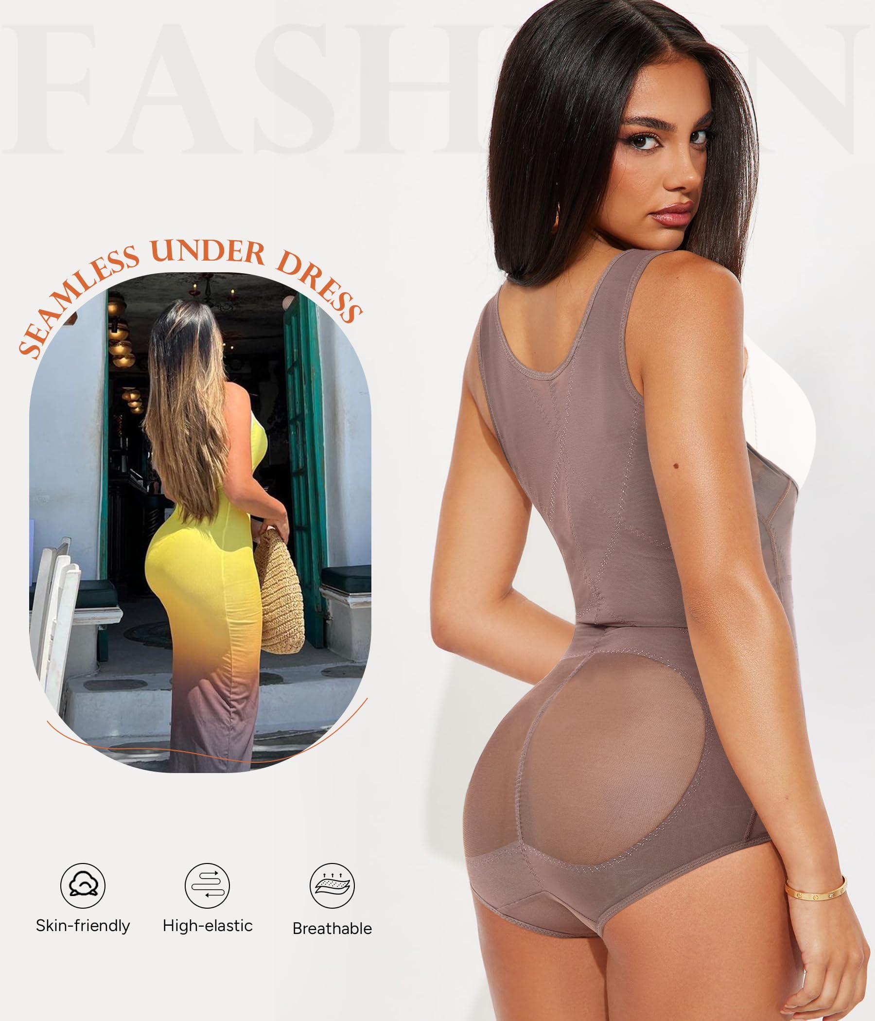 Body modellante per il controllo della pancia, body da donna strappato in vita, per sollevamento dei glutei