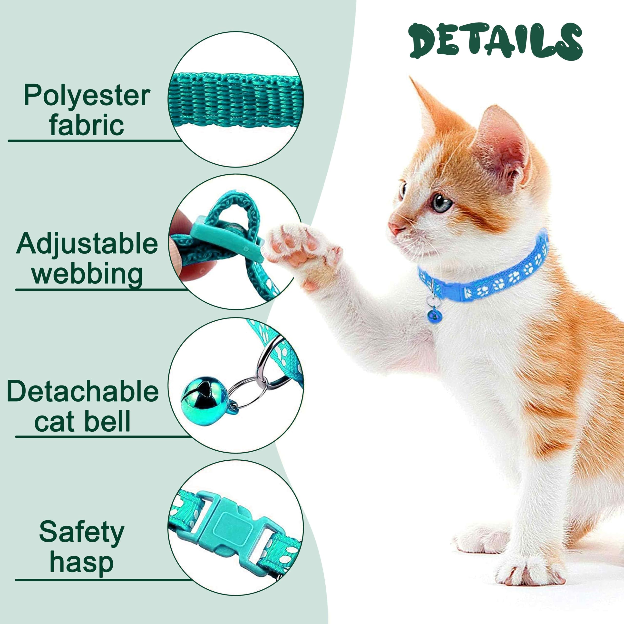 6 Collari Gatto Riflettenti - Regolabili Con Campanellino E Sicurezza Anti-strozzo
