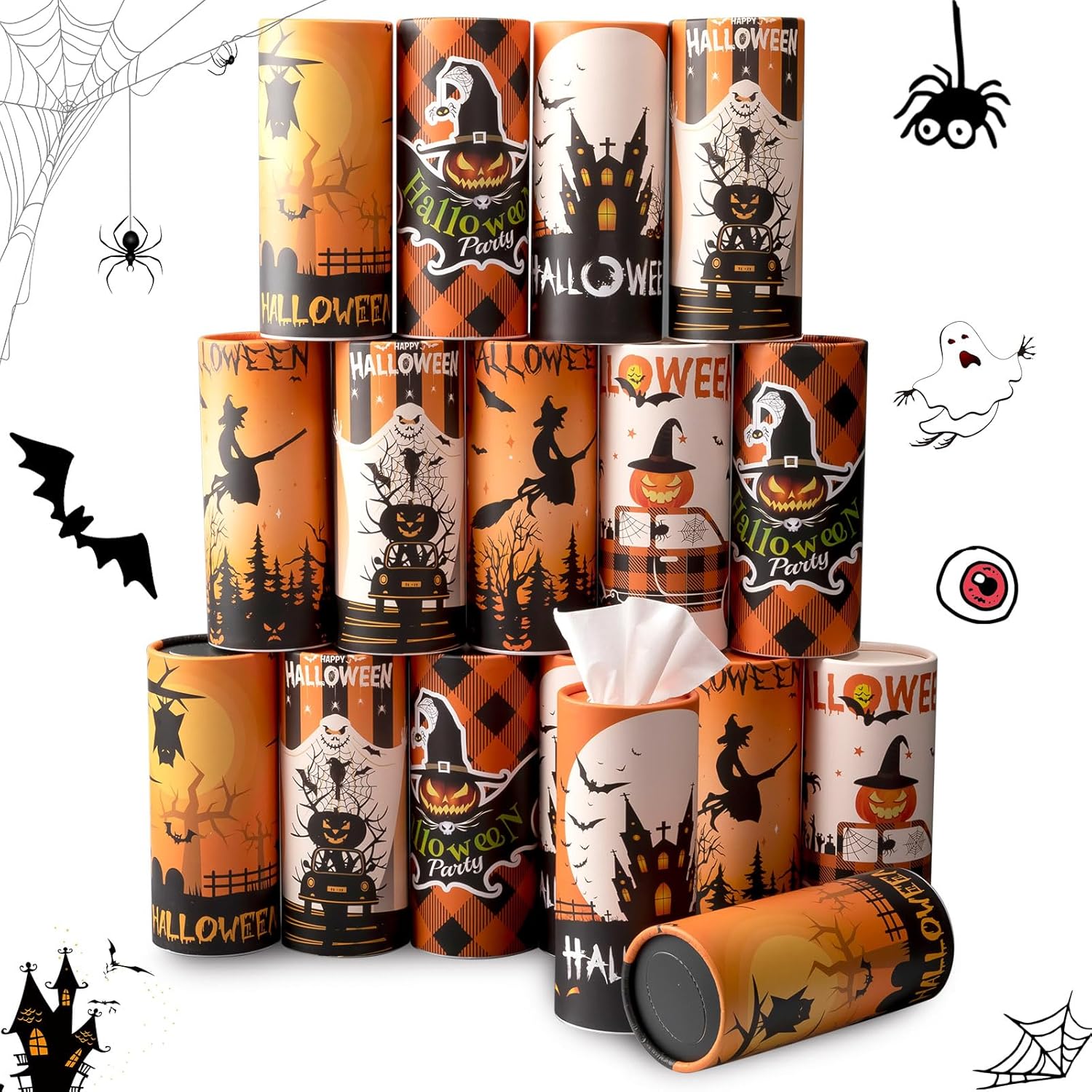 Amazon.com: Umigy 18 Pack Halloween Pumpkin Car Tissue Box with 40 ...