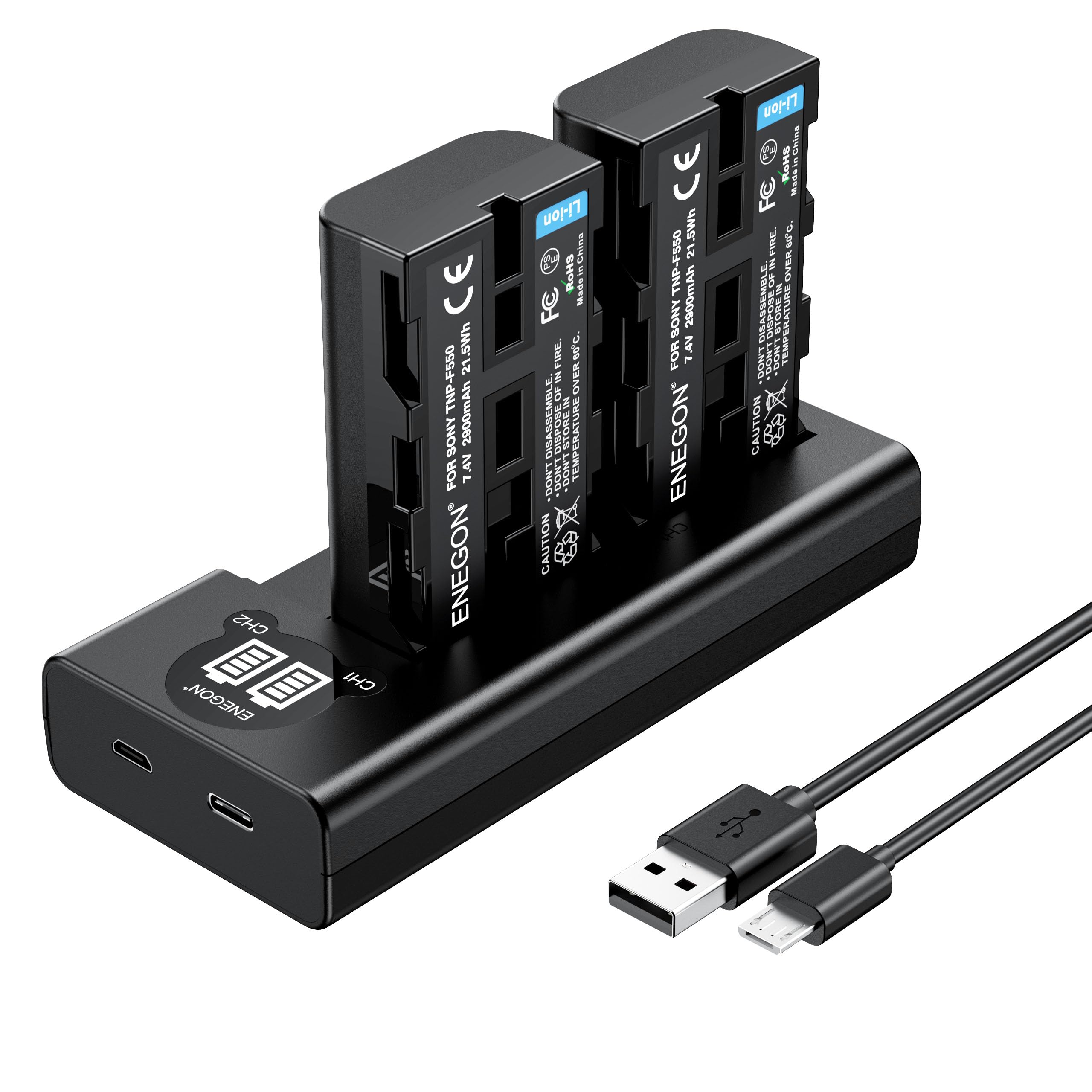 Amazon | ENEGON Sony NP-F550/NP-F570互換バッテリー（2個）2900mAh+