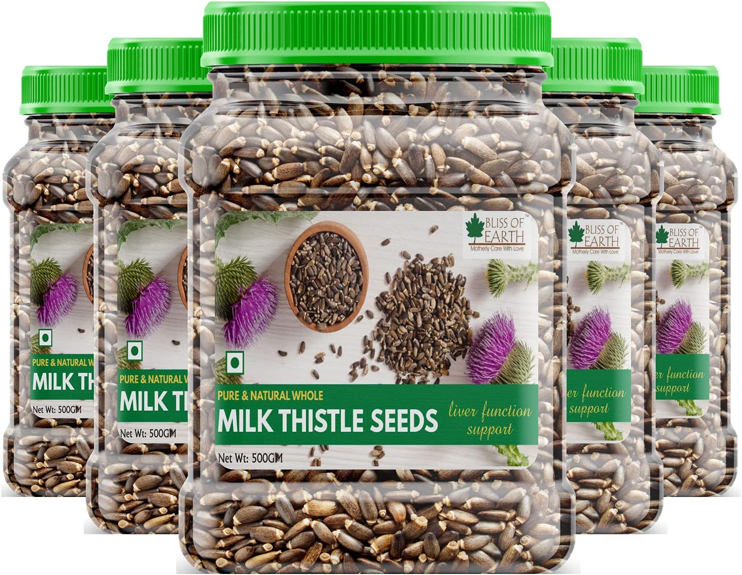 Bliss of Earth Milk Thistle Seeds Organic | 5x500g Superfood for Natural Liver Detox & Support, and Immune Health | Ideal for Smoothies, Teas & Recipes