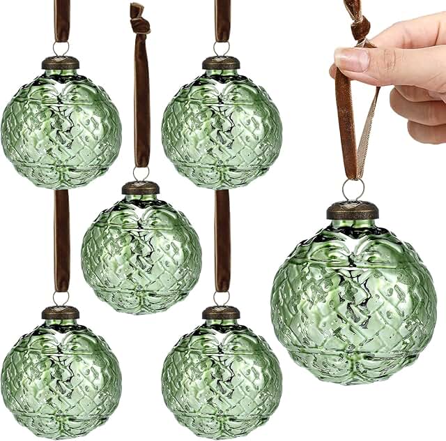 12 Christmas Bedroom Ideas for Cozy Festive Seasonal Style 81 Threan 6 Pcs Large Vintage Mercury Glass Christmas Ornaments 3.15