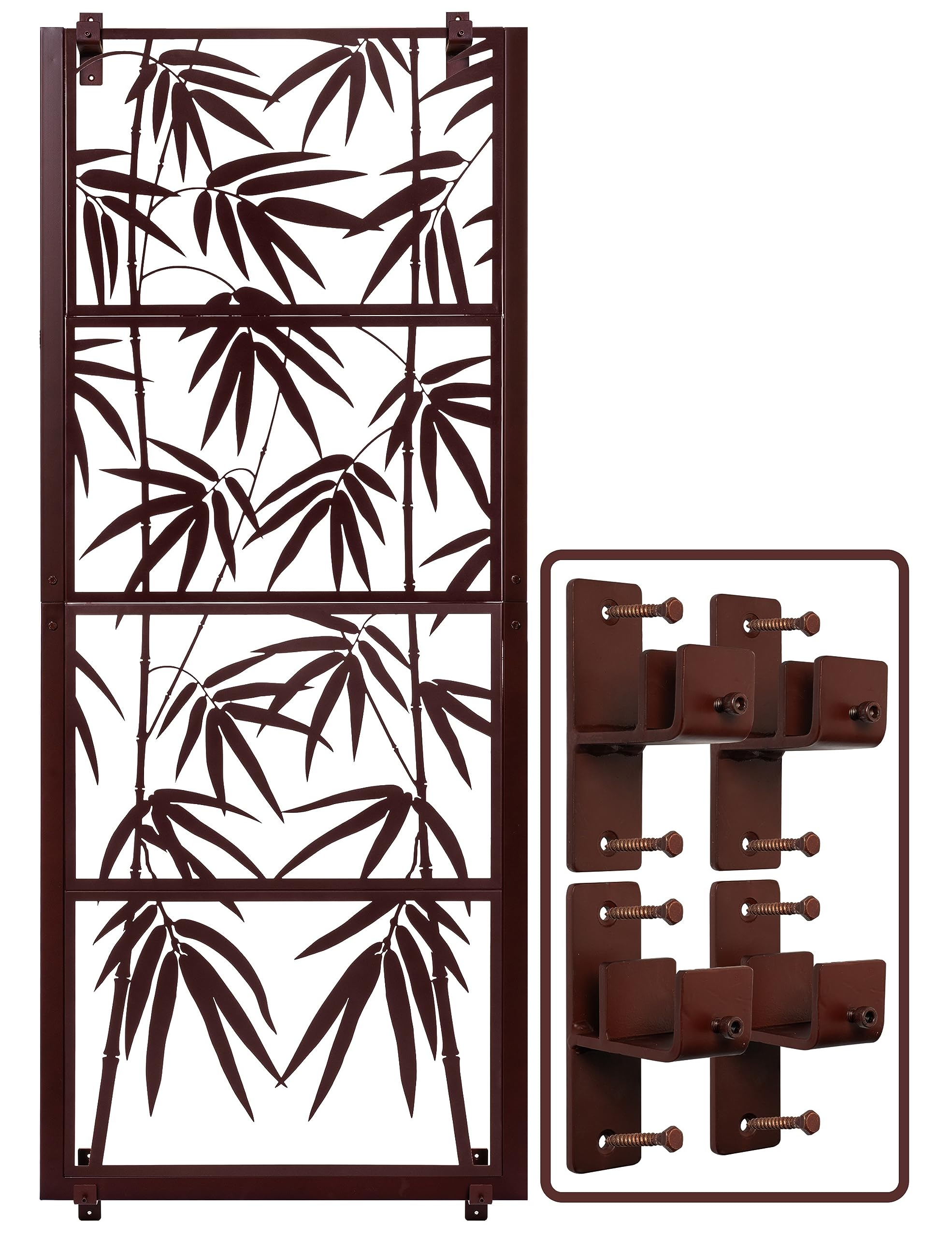 H Potter Wall Trellis Patio Deck Garden Balcony Decorative Privacy Screen for Climbing Plants Metal Art Decor Privacy Panel Outdoor Indoor Backyard Roses Vines Wall Brackets Included
