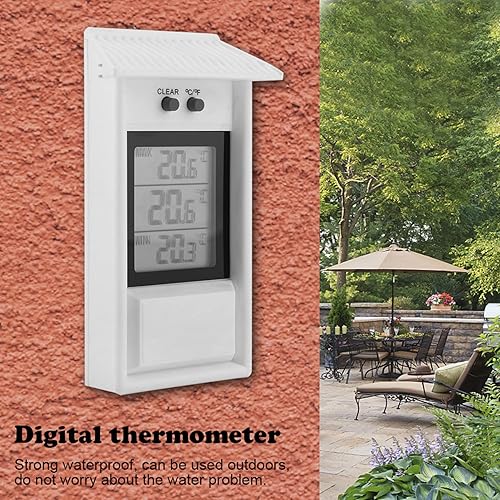 Miniatura 3 de Joyzan Termómetro digital de invernadero, impermeable al aire libre, medidor de temperatura máxima mínima, probador de temperatura alta y baja,