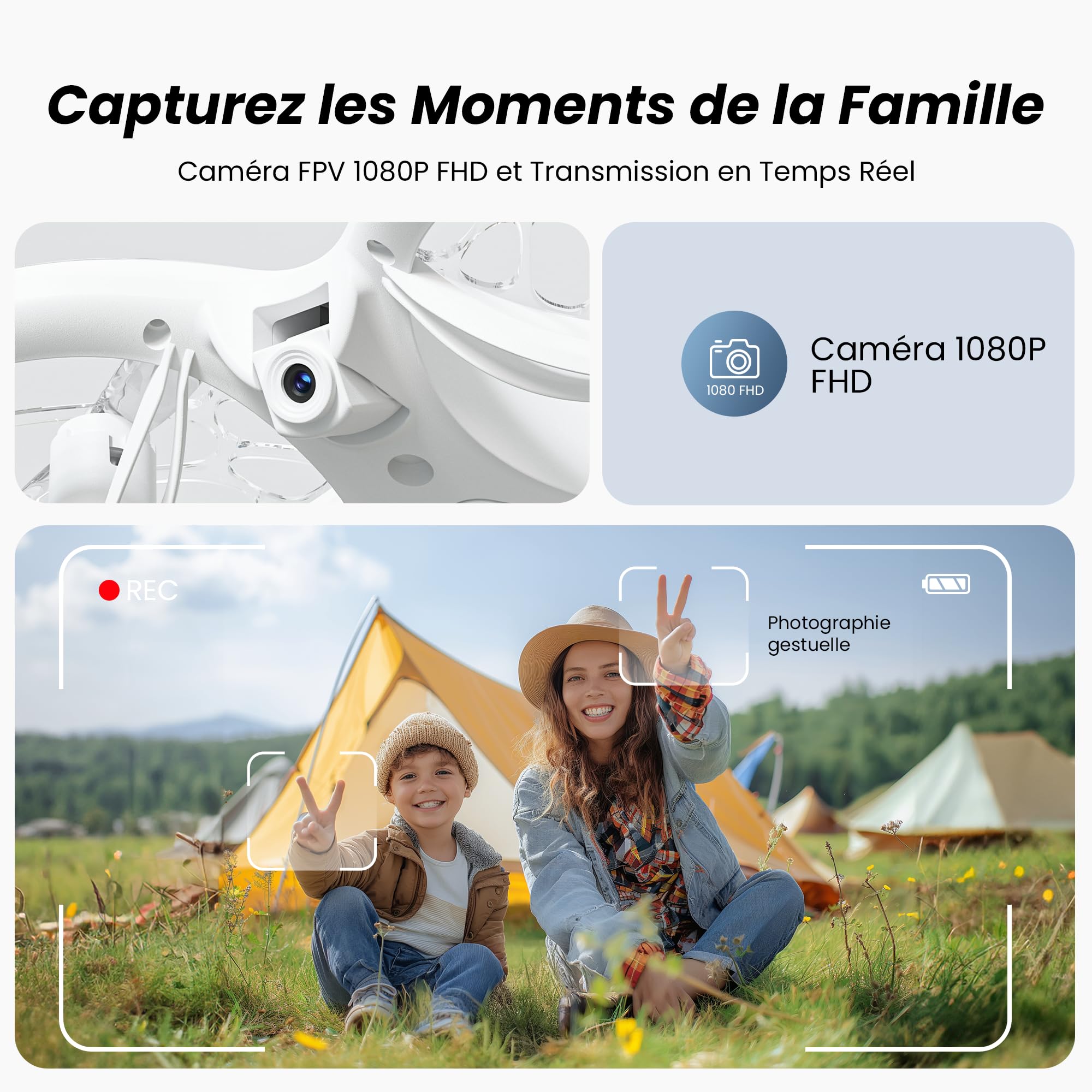 Ameta Morpho Drone avec Camera pour Enfant, 1080P FPV Mini Drones avec Module STEM/ 32 Lumière RGB/Vol Circulaire/Flip 3D/ Vol de 18min/ Buzzer de Perte, Cadeaux pour Garcon et Fille, Moins de 250g
