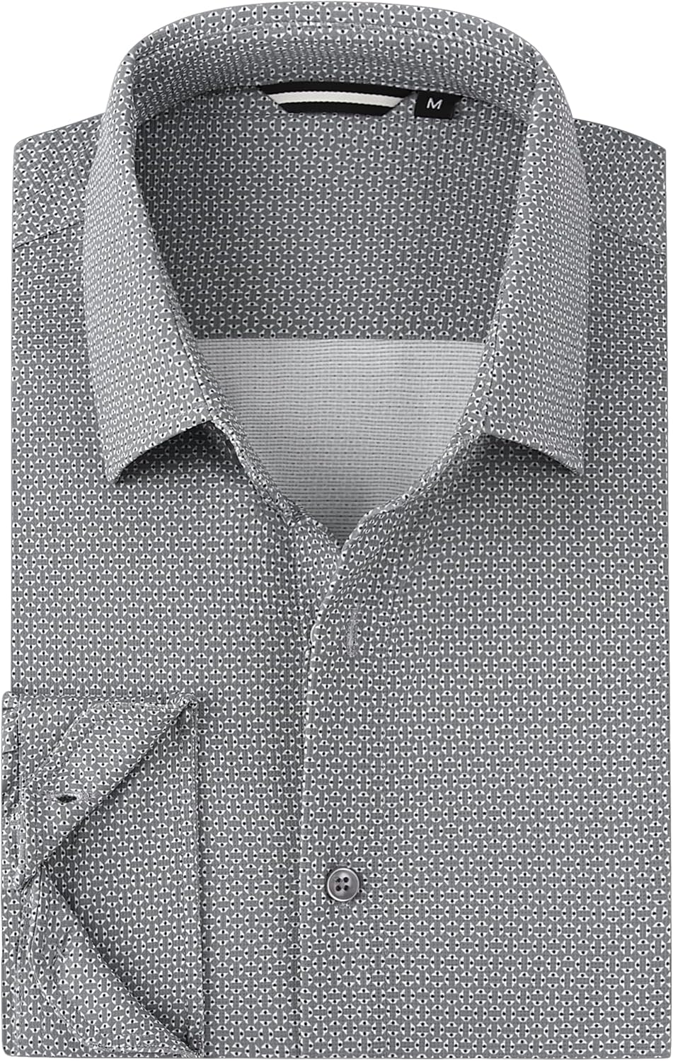 Esabel.C Men's Print Button Down Shirts High Stretch Long Sleeve Breathable Regular Fit Easy Care Knit Dress Shirts for Men