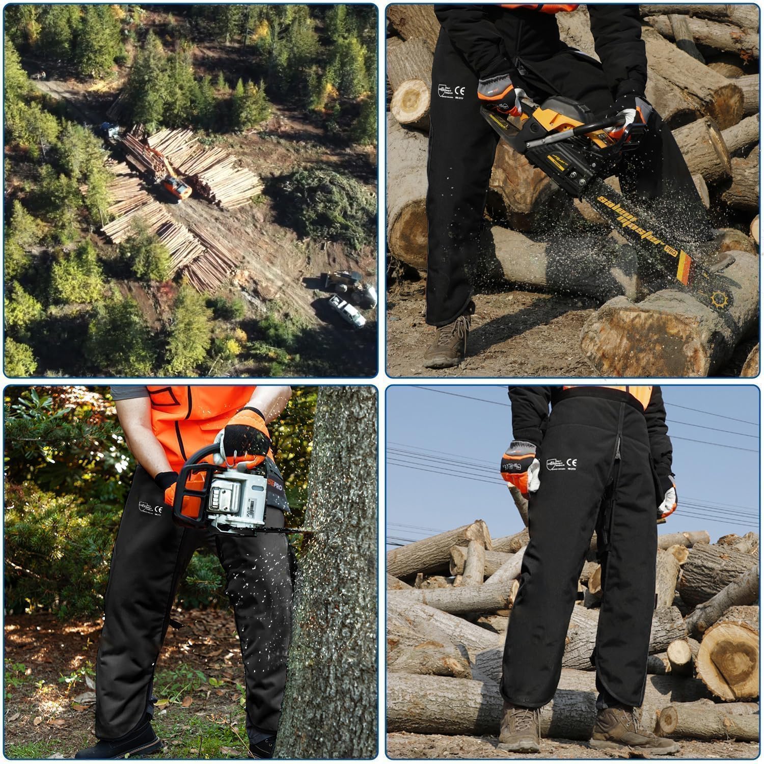Leggings universali di sicurezza per motosega, a 8 strati, regolabili, per motosega, protezione forestale, solo protezione frontale