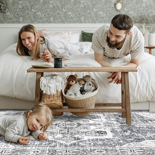 Miniatura 9 de QD-Udreamy Alfombras de área de 8 x 10 pies, lavables a máquina, con parte trasera antideslizante, resistentes a las manchas, alfombra de medallón