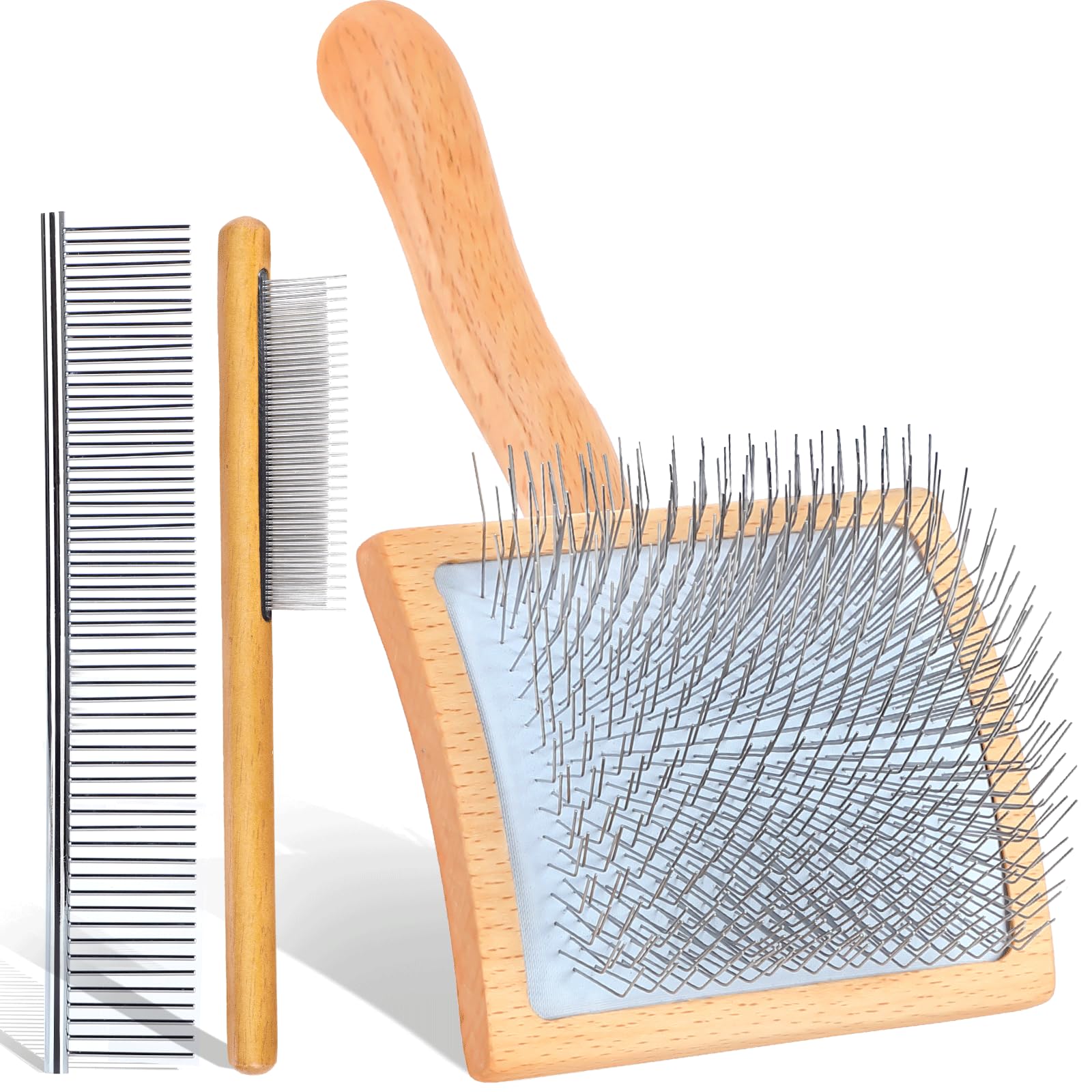 Wooden Long Pin Slicker Brush for Dog, Poodles & Doodles Long Hair