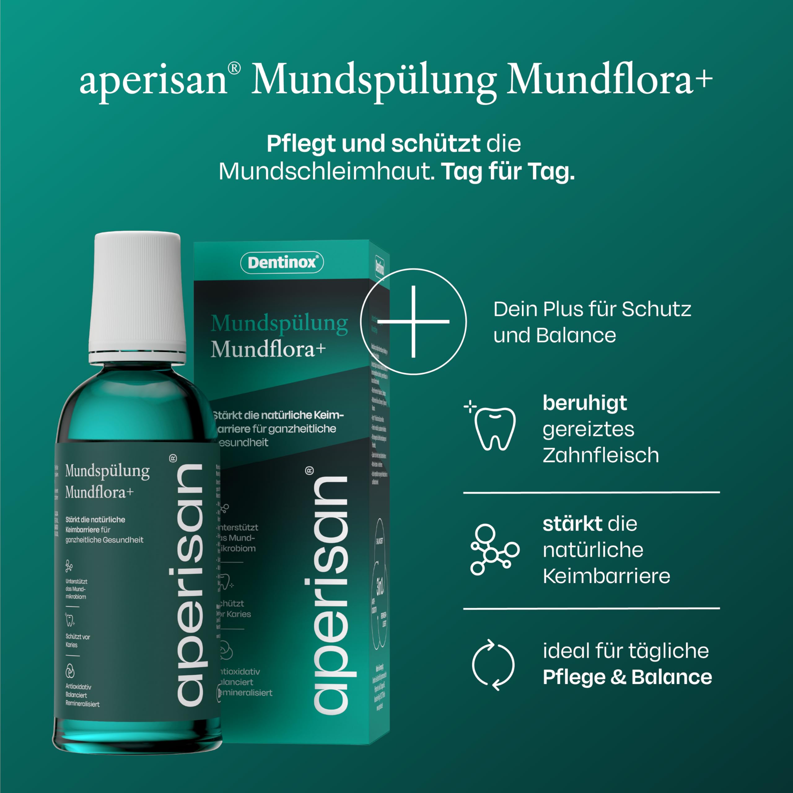 Enjuague bucal flora + cuidado bucal amigable con microbioma con complejo microbioma único, protege contra caries, remineraliza y calma las encías, sin alcohol, vegano, 3 x 400 ml