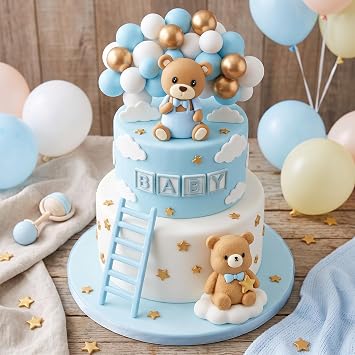 Baby Shower Cake Topper for Boy Bear Theme We Can Barely Wait Decorations