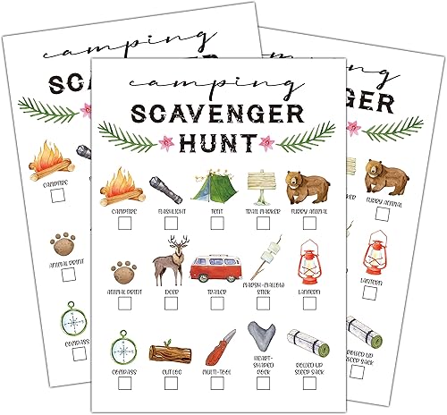 Juego de búsqueda del tesoro, caza del tesoro de campamento al aire libre para niños, tarjetas de pistas de búsqueda del tesoro de la