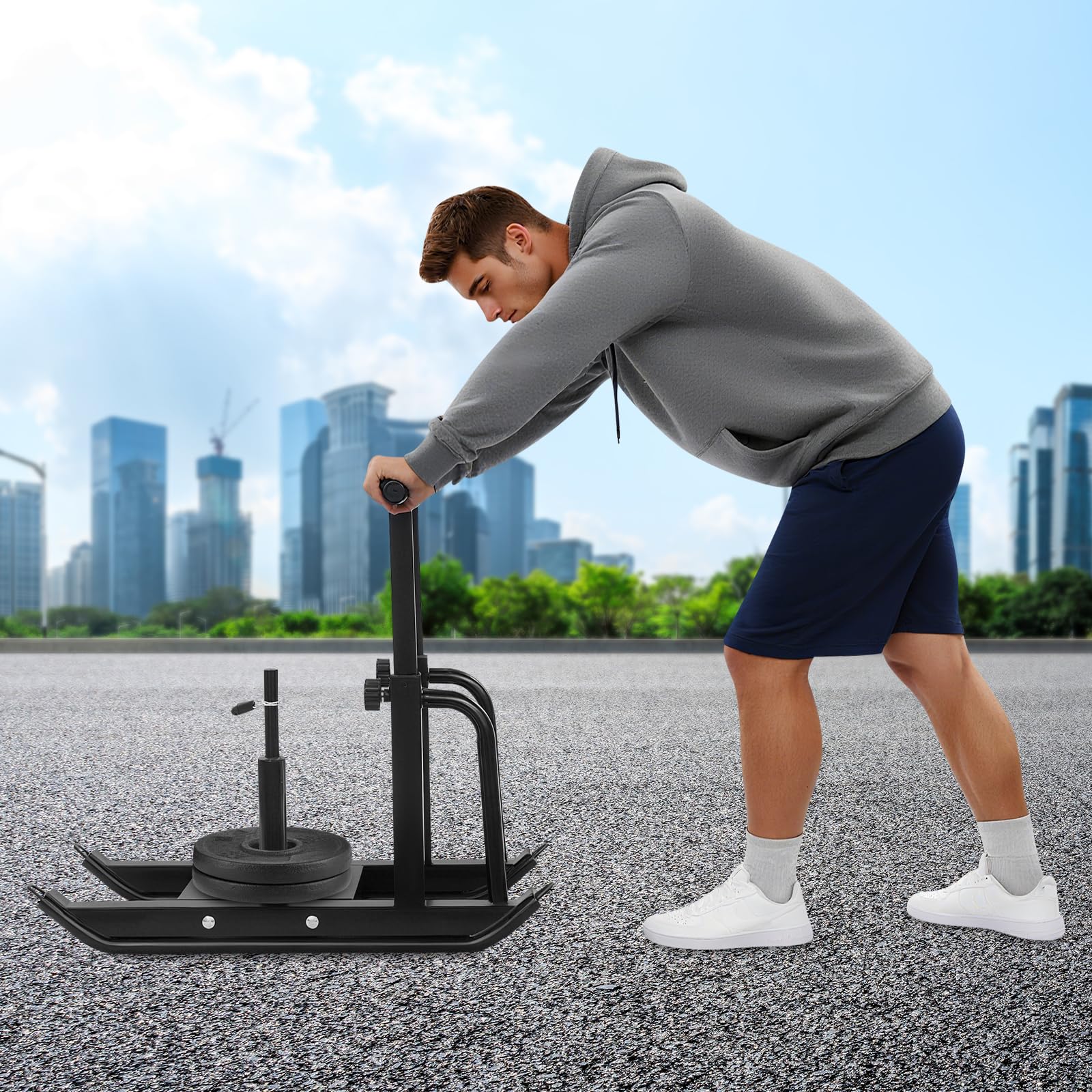 Slittino da fitness regolabile, 200 kg, con tracolla, per allenamento della forza, attrezzatura da palestra a casa, per bodybuilding e riabilitazione
