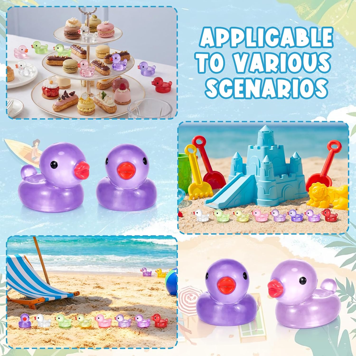 Colingmill 30 Set End of School Year Gift Bulk Goodbye School Hello Summer Resin Ducks with Card Last Day Party Supplies, Mini Duckies for Graduation Pool Beach Party Pocket Favors