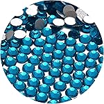 NCB 288pcs Flatback Round Glass Nail Art Rhinestones Crystal for DIY Making Accessories Shoes, Clothes, Face Art, Bags, Manicure (Blue Zircon, SS30 288pcs)