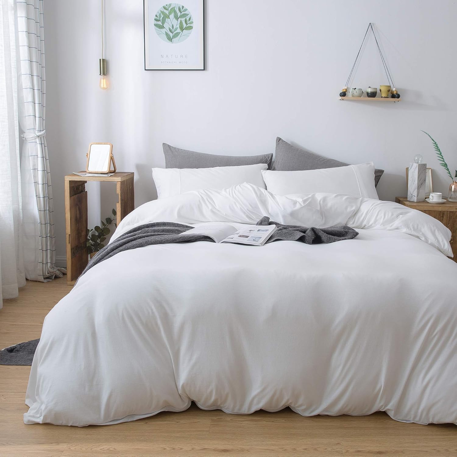H HOUSEHOLD 100% Jersey Knit Cotton Queen Size Pillowcases Set of 4, Super Soft Breathable Pillow Cases, Envelope Closure, Stretchy T-Shirt Fabric (White, Queen Size Pillowcase (20" x 30"))