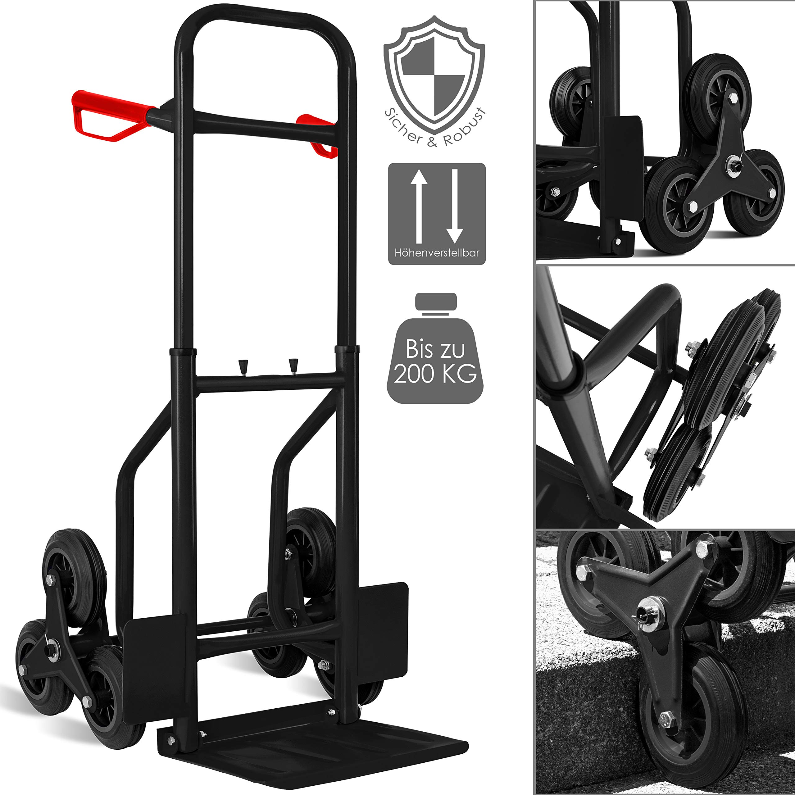 Carrello Montascale MASKO 200 Kg - Trasporto Sacchi E Pacchi, Ruote A Stella, Rosso - Foto 7