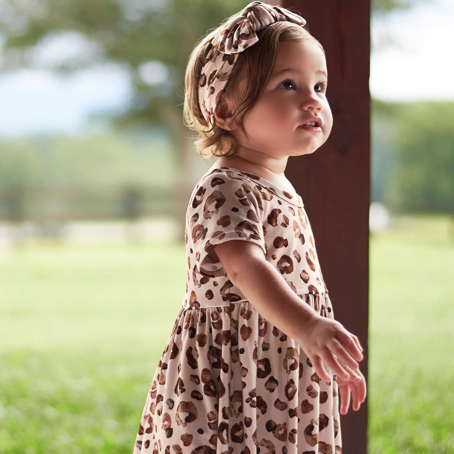 Gerber Baby Girls' Toddler Buttery Soft Short Sleeve Twirl Dress with Viscose Made from Eucalyptus