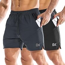 ZENWILL Pack of 2 Drylite Men's Lightweight Sport Shorts, Gym Running Shorts, Quick Dry Men's Exercise Shorts