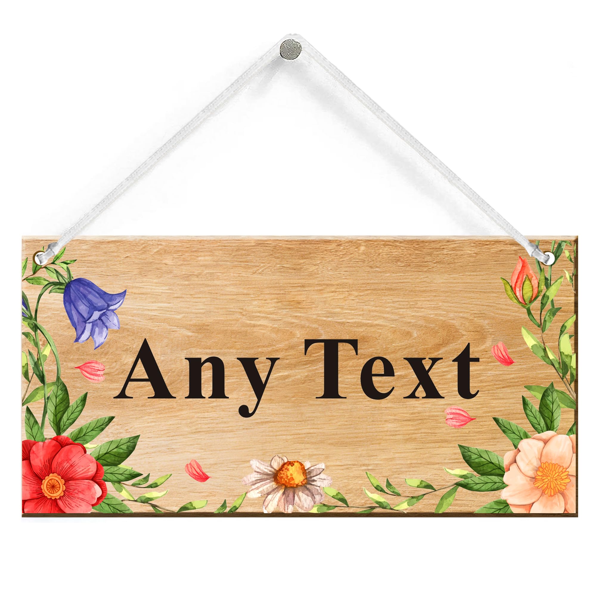 EDSG Personalised Garden Sign Plaque, Welcome Yard Sign Wooden Wall Hanging House Sign for Outside, Custom Garden Signs with Any Text, Home Decor Gift (Style-1)