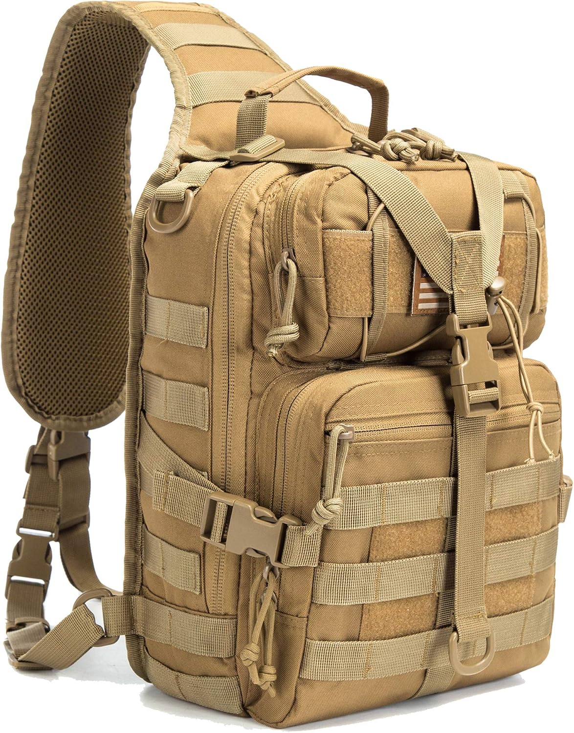 SHELCUP EDC Sling Bag Pack, Rover Shoulder Molle Backpack, with USA Flag Patch