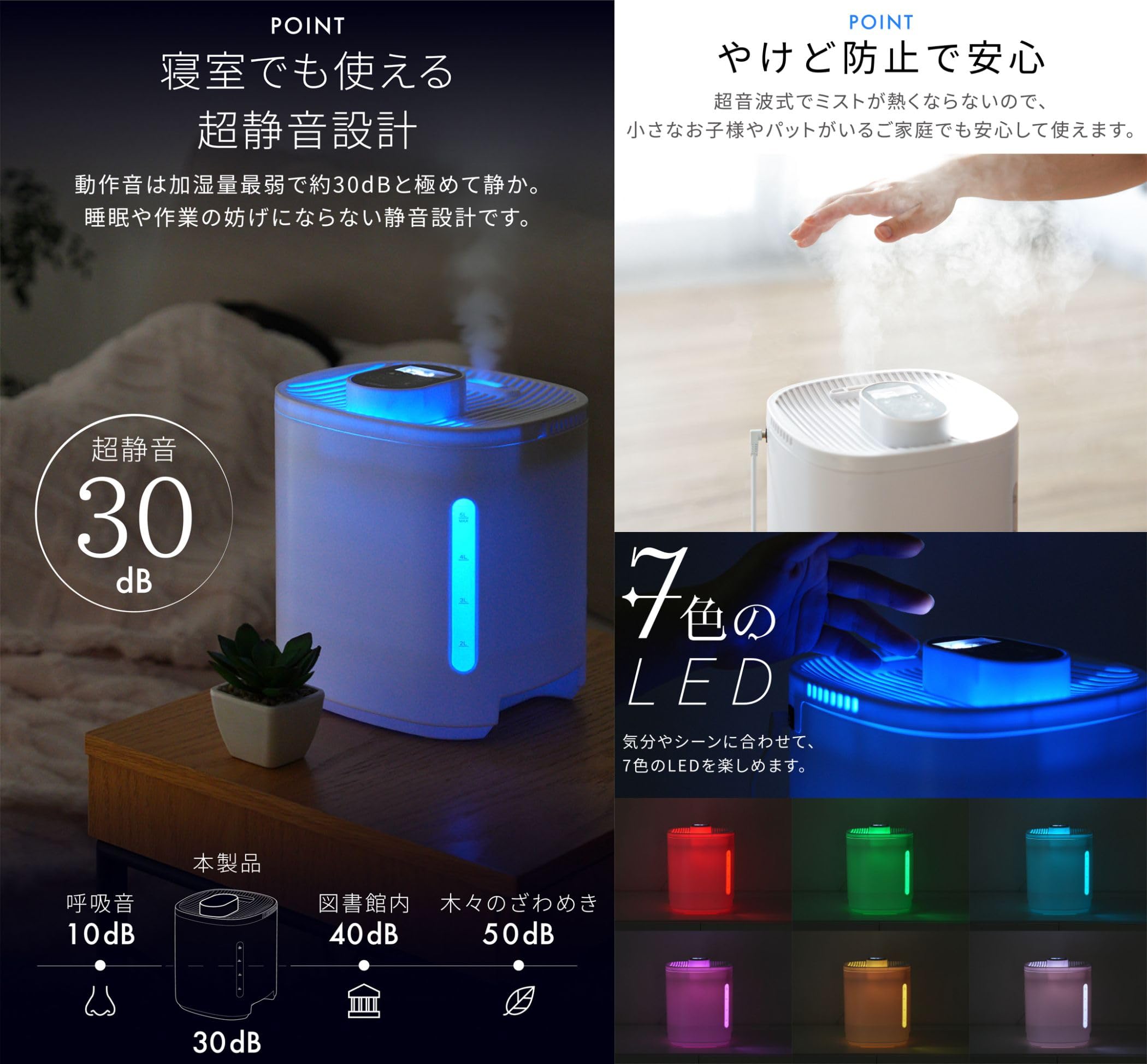 Amazon.co.jp: 加湿器 大容量 5l 超音波式 省エネ 静音 上から給水