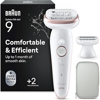 Braun Silk-&eacute;pil 9 Women's Epilator with Swivelling Head for Easy Hair Removal, Wet &amp; Dry, Long-Lasting Smooth Skin, Waterproo