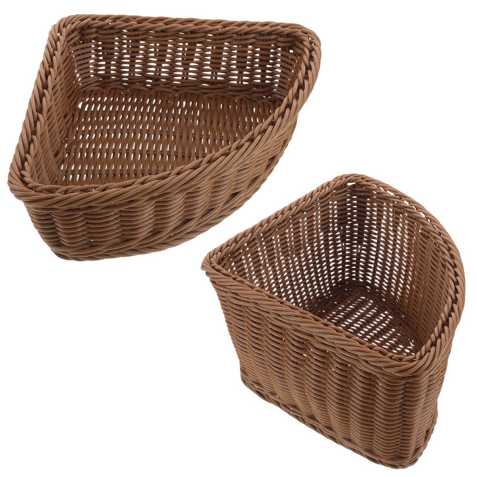 FRCOLOR 2 Piezas Cesta de Esquina Tejida de Plástico Semicircular para Organizar Ropa y Artículos Pequeños Diseño Moderno y Flexible Adecuado para Decoración del Hogar